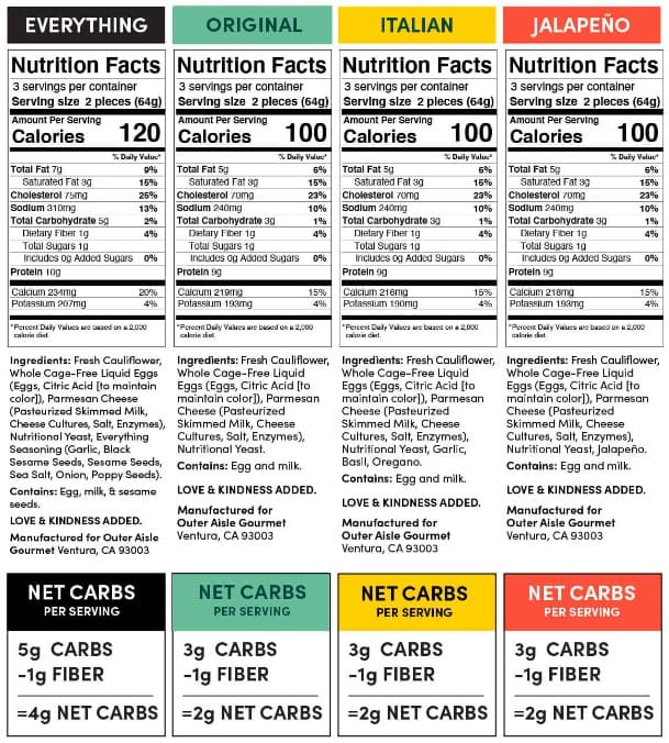 Outer Aisle Cauliflower Sandwich Thins I Heart Keto Mart